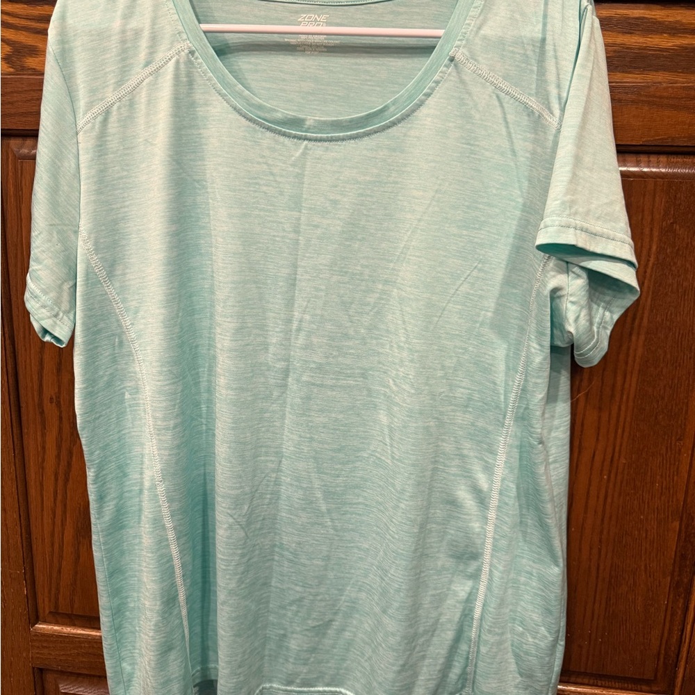 Zone Pro Top Tee 1X Women’s Plus Teal Athletic Moisture Wicking Performance